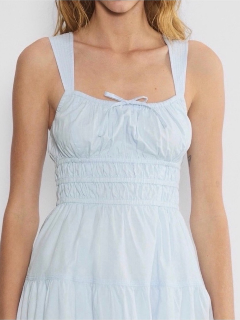 Light Blue Smocked Waist Sundress
